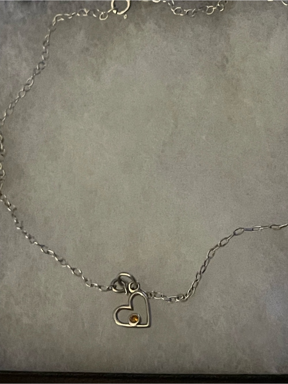 Sterling Silver Heart charm ankle bracelet 12 inch. November birthstone